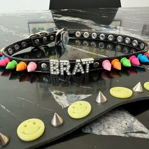 Brat & smiley face studded Choker necklace y2k